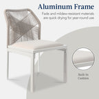 Set of 2 Indoor/Outdoor Aluminum Side Dining Chairs w/ All-Weather Rope