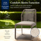 Set of 2 Indoor/Outdoor Aluminum Side Dining Chairs w/ All-Weather Rope