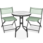 3-Piece Bistro Set w/ Glass Table, 2 Foldable Chairs