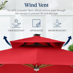 Woodgrain Pattern 2-Tier Outdoor Solar LED Cantilever Umbrella - 10x10ft