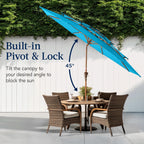 3-Tier Woodgrain Pattern Solar Patio Umbrella, Tilt Adjustment - 10ft
