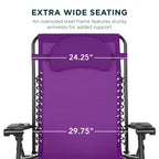 Oversized Reclining Zero Gravity Chair Lounger w/ Cup Holder, Pillow