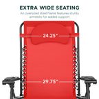 Oversized Reclining Zero Gravity Chair Lounger w/ Cup Holder, Pillow