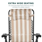 Oversized Reclining Zero Gravity Chair Lounger w/ Cup Holder, Pillow