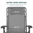 Oversized Reclining Zero Gravity Chair Lounger w/ Cup Holder, Pillow