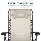 Oversized Reclining Zero Gravity Chair Lounger w/ Cup Holder, Pillow