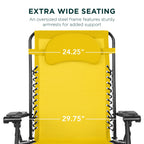 Oversized Reclining Zero Gravity Chair Lounger w/ Cup Holder, Pillow