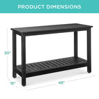 2-Shelf Wooden Console Table Storage Organizer w/ Natural Finish - 48in