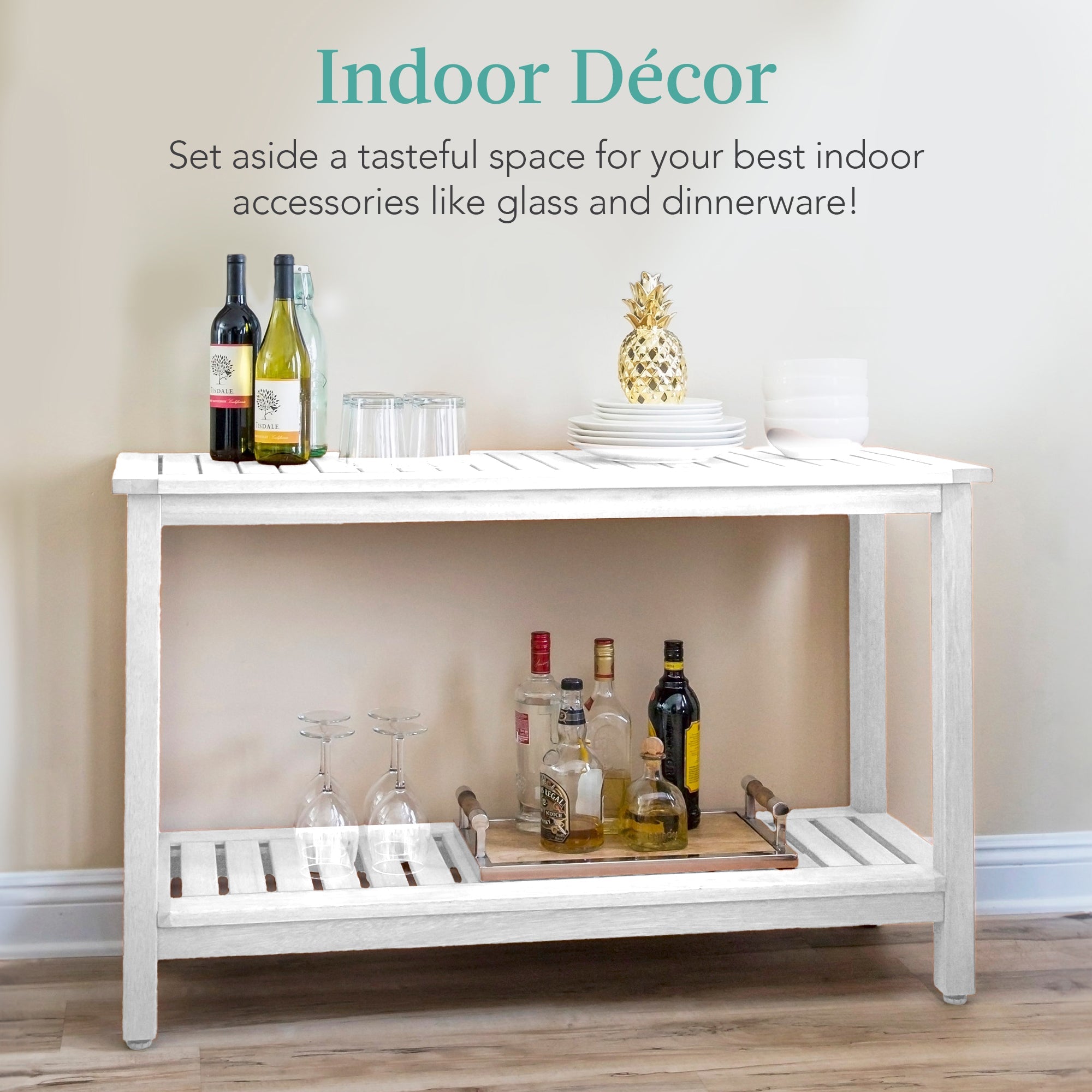 2-Shelf Wooden Console Table Storage Organizer w/ Natural Finish - 48in