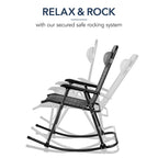 Folding Outdoor Zero Gravity Rocking Lounge Chair w/ Headrest Pillow