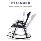 Folding Outdoor Zero Gravity Rocking Lounge Chair w/ Headrest Pillow