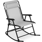 Folding Outdoor Zero Gravity Rocking Lounge Chair w/ Headrest Pillow