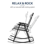 Folding Outdoor Zero Gravity Rocking Lounge Chair w/ Headrest Pillow