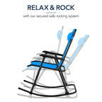 Folding Outdoor Zero Gravity Rocking Lounge Chair w/ Headrest Pillow