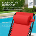 Folding Outdoor Zero Gravity Rocking Lounge Chair w/ Headrest Pillow