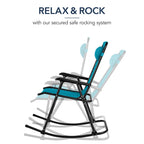 Folding Outdoor Zero Gravity Rocking Lounge Chair w/ Headrest Pillow