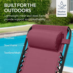 Folding Outdoor Zero Gravity Rocking Lounge Chair w/ Headrest Pillow