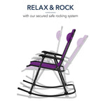 Folding Outdoor Zero Gravity Rocking Lounge Chair w/ Headrest Pillow