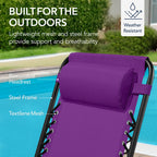 Folding Outdoor Zero Gravity Rocking Lounge Chair w/ Headrest Pillow