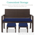 Set of 2 Multipurpose Wicker Ottomans w/ Removable Cushions, Steel Frame