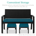 Set of 2 Multipurpose Wicker Ottomans w/ Removable Cushions, Steel Frame