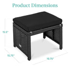 Set of 2 Multipurpose Wicker Ottomans w/ Removable Cushions, Steel Frame