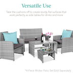 Set of 2 Multipurpose Wicker Ottomans w/ Removable Cushions, Steel Frame
