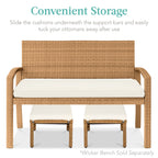 Set of 2 Multipurpose Wicker Ottomans w/ Removable Cushions, Steel Frame