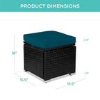 Set of 2 Wicker Ottomans, Multipurpose w/ Removable Cushions, Steel Frame