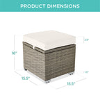 Set of 2 Wicker Ottomans, Multipurpose w/ Removable Cushions, Steel Frame