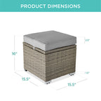 Set of 2 Wicker Ottomans, Multipurpose w/ Removable Cushions, Steel Frame