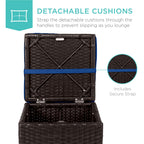 Set of 2 Wicker Ottomans, Multipurpose w/ Removable Cushions, Steel Frame