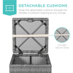 Set of 2 Wicker Ottomans, Multipurpose w/ Removable Cushions, Steel Frame