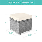 Set of 2 Wicker Ottomans, Multipurpose w/ Removable Cushions, Steel Frame