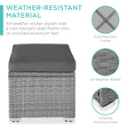 Set of 2 Wicker Ottomans, Multipurpose w/ Removable Cushions, Steel Frame