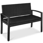 2-Person Wicker Porch Bench for Outdoor, Garden w/ 700lb Capacity - 47in