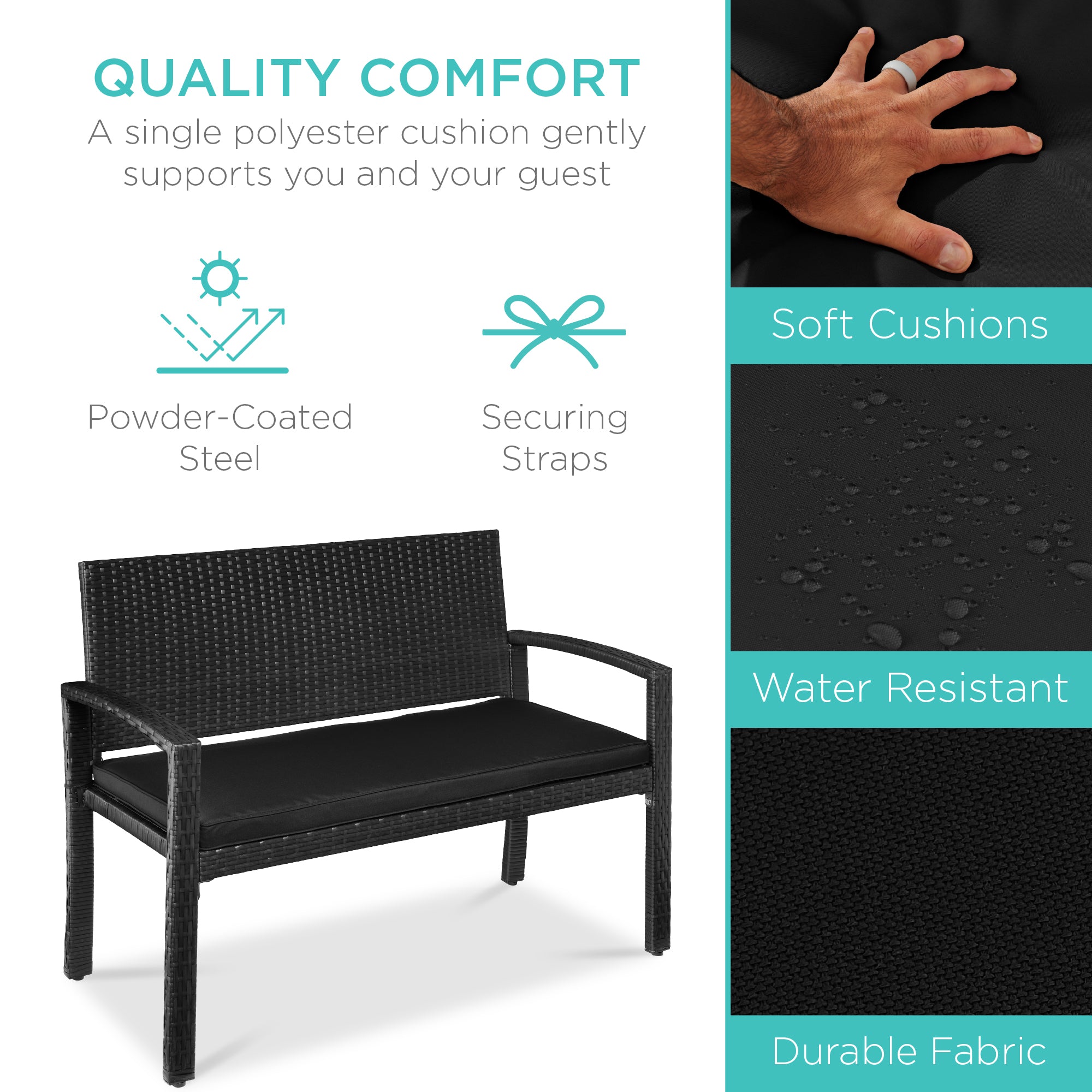 2-Person Wicker Porch Bench for Outdoor, Garden w/ 700lb Capacity - 47in