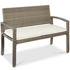 2-Person Wicker Porch Bench for Outdoor, Garden w/ 700lb Capacity - 47in