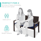 2-Person Wicker Porch Bench for Outdoor, Garden w/ 700lb Capacity - 47in