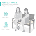 2-Person Wicker Porch Bench for Outdoor, Garden w/ 700lb Capacity - 47in