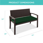 2-Person Wicker Porch Bench for Outdoor, Garden w/ 700lb Capacity - 47in