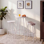 3-Piece Patio Bar Height Bistro Set w/ Backless Stools, Slatted Design