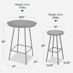 3-Piece Patio Bar Height Bistro Set w/ Backless Stools, Slatted Design
