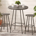 3-Piece Patio Bar Height Bistro Set w/ Backless Stools, Slatted Design