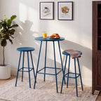 3-Piece Patio Bar Height Bistro Set w/ Backless Stools, Slatted Design