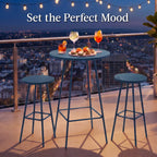 3-Piece Patio Bar Height Bistro Set w/ Backless Stools, Slatted Design