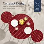 3-Piece Patio Bar Height Bistro Set w/ Backless Stools, Slatted Design