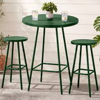 3-Piece Patio Bar Height Bistro Set w/ Backless Stools, Slatted Design