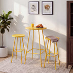 3-Piece Patio Bar Height Bistro Set w/ Backless Stools, Slatted Design