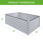 Outdoor Metal Raised Garden Bed for Vegetables, Flowers, Herbs - 8x4x2ft